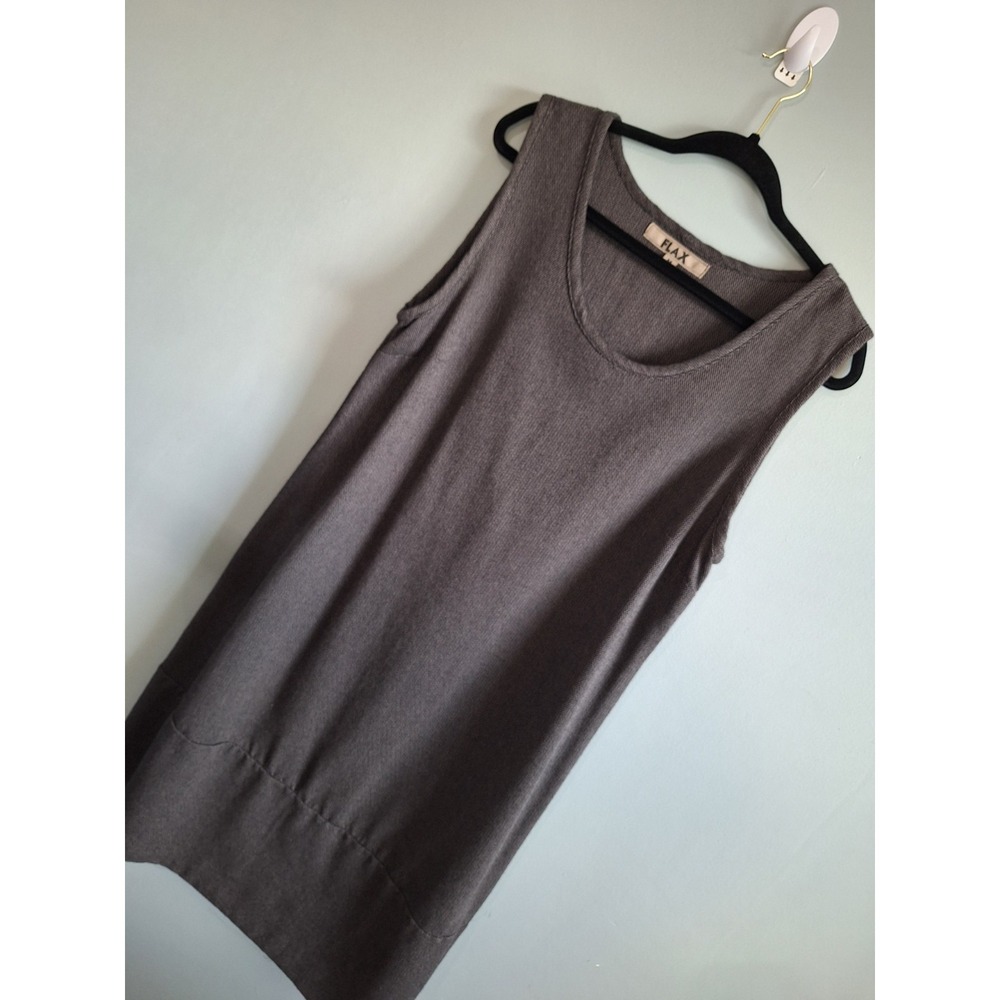 Flax Tweed Wool Blend Shift Dress Womens M Gray Brown Modest‎ Minimalist